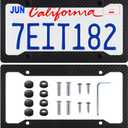 Alpmosn 2PCS Black Carbon Fiber License Plate Frames, Car Tag Cover with Fasteners and Screws, Car Exterior Accessories, 4 Hole Universal License Plate Holders for U.S. Vehicles