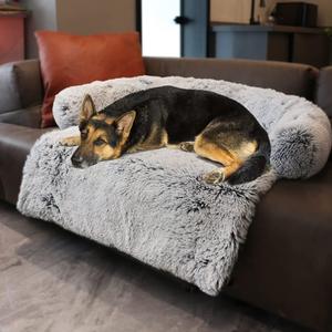 Tinaco Luxurious Calming Dogs/Cats Bed Mats, Washable Removable Couch Cover, Plush Long Fur Mat for Pets, Waterproof Lining, Perfect for Small, Medium and Large Dogs and Cats (Gradient Gray, XXL) (47.0"L x 38.0"W x 5.9"Th)