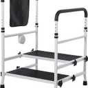 Step Stool with Dual Handle and Non-Skid Platform Duty 450 Lbs Capacity Height Adjustable Heavy Duty Steps Foot Stool for Adult, Seniors, Foot Stool for Bedside, Kitchen