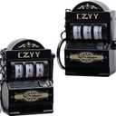 CZYY Slot Dice Set with Keychain Ring - Mini Slot Machine D20 and D6 Dice, Unique DND Accessories & Keychain - Perfect DND Gifts, RPG Gamer Fidget Toy, DND Party Favors (Black), 1 Pack