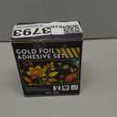 Gold Leaf Sheets for Art Gilding Adhesive Set 50ml Water Based Metal Leaf Glue and 50ml Protective Varnish, Gold Foil Sheets 50 pcs for Painting, Furniture and Decoration