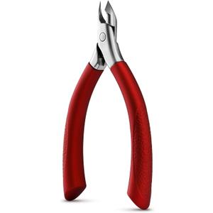 BEZOX Cuticle Clipper for Salon-Worthy Nails - Professional Half Jaw (5 mm) Cuticle Trimmers with Silicon Handle for Expert Manicures, Precision Cuticle Cutters Premium Cuticle Tool - Red