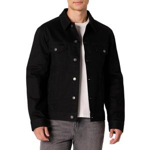 Amazon Essentials Men's Regular-Fit Low Stretch Denim Jacket (Black, X-Large)