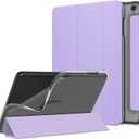 MoKo Case Fits All-New Kindle Fire HD 8 & 8 Plus Tablet (12th Generation-2024/2022 Release) 8", Soft TPU Frosted Colored Back Cover Multi-Angle Slim Smart Shell, Auto Wake/Sleep,Lilac