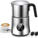 Milk Frother, Detachable Large-Capacity Electric Frother, Milk Steamer for Coffee, Cappuccino, Latte, Choc, Stainless Steel Jug, BPA-Free Transparent Lid