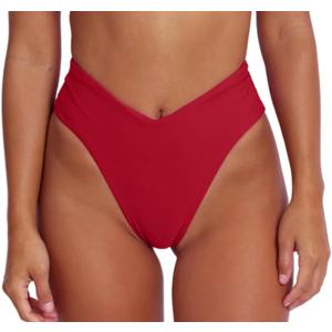 geluboao Women's Bikini Bottom Sexy V Cut High Cut Swimsuit High Waisted Bathing Suit Bottoms (Red, M)