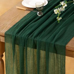 Emerald Green Cheesecloth Table Runner 4 Pack Spring Easter Table Runners 120 inches Dark Green Cheese Cloths for Rustic Wedding Bridal Baby Shower Party