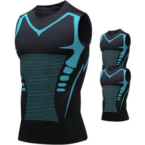 Compression Shirt Men Slimming Body Shaper Vest Crewneck Workout Shirts Tummy Control Undershirts (XX-Large, Black+black) Pack of 2