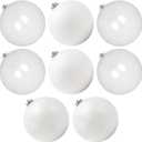 Extra Large Size Outdoor Christmas Ornaments, Oversized Huge Big Shatterproof Xmas Christmas Plastic Balls for Outside Lawn Yard Tree Hanging Decorations (8"/200mm, White, 8 Packs)