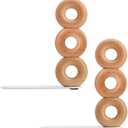 Book Ends for Shelves, 2 Handmade Walnut Wood with Metal Base Decorative Bookends for Heavy Books, Donut Cute Bookshelf Accessories,Unique Minimalist Shelf Decor for Living Room,Kitchen,Office