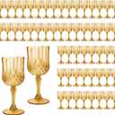 48 Pcs Plastic Amber Wine Drinking Glasses, Plastic Vintage Gold Champagne Vintage Wine Glasses, Unbreakable Goblets for Parties Wedding, Party, Red Wine Glass, Bars, Restaurants, 7Oz