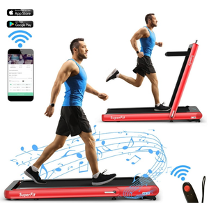 SuperFit 4.75HP 2 In 1 Folding Treadmill W/Remote APP Control Red