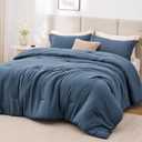 Love's cabin Navy Blue Queen Comforter Set, 3-Piece Prewashed Queen Size Bedding Set with 1 Comforter (90" x 90") and 2 Pillowcases (20" x 26"), Lightweight & Breathable Bed Set for All Seasons | Soft, Breathable, Lightweight, Comfortable