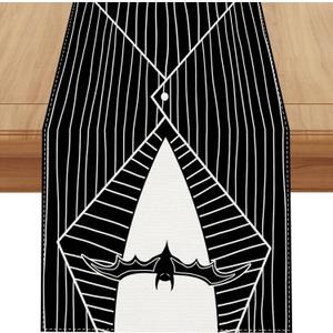 Linen Halloween Table Runner 72 Inches Long, Halloween Home Kitchen Dining Room Table Decor, Christmas Xmas Winter Holiday Decorations and Supplies for Home