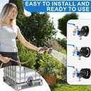 275-330 Gallon IBC Tote Adapter with Blue Handle, 3-Size Threads (2.44", 2" Fine, 2" Coarse), 1/2" NPT Inlet  3/4" GHT Dual Outlet Hose Faucet