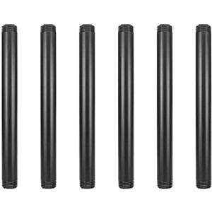 GeilSpace 6 Pack 1/2"  8" Pre-Cut Black Metal Pipe, Industrial Steel Fits Standard Half Inch Black Threaded Pipes and Fittings - Vintage DIY Industrial Shelving (1/2"  8")