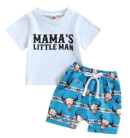 Western Baby Boy Summer Clothes , Cow Print Short Sleeve T-Shirt Casual Jogger Shorts Toddler Cowboy Outfit , 12M,