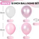 Pink Balloons Set, 12 Inch Metallic Light Baby Pink and White Balloon, Pearlpink Ivory Latex Balloons for Girls Women Birthday Baby Shower Wedding Valentine Bachelorette Easter Christmas Party Decor