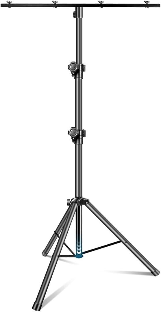 DJ Light Stand, T-Bar Tripod Stage Lights Stand Portable and Adjustable 49-114 Inch Heavy Duty for Stage, Bar, Par Light