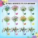 Der Rose 12Pcs Artificial Flowers for Outdoors with Large Fake Butterfly Flowers, Colorful Faux Flowers UV Resistant Outdoor Plants for Porch Patio Garden Window Box Outside Decor