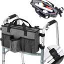 Bag for Walkers for Seniors with Pockets Walker Accessories Cup Holder Foldable Walker Pouches Storage Tray Basket (Gray)