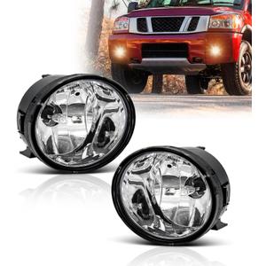 Fog Lights Assembly for 2004 2005 2006 2007 2008 2009 2010 2011 2012 2013 2014 2015 Nissan Titan Replacement Kit for 2005-2007 Nissan Armada with 899 12V 37.5W Halogen Bulbs ​Clear Lens
