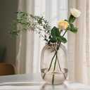 Brown Glass Vase Large Modern Handcrafted Clear Centerpiece Home Dcor