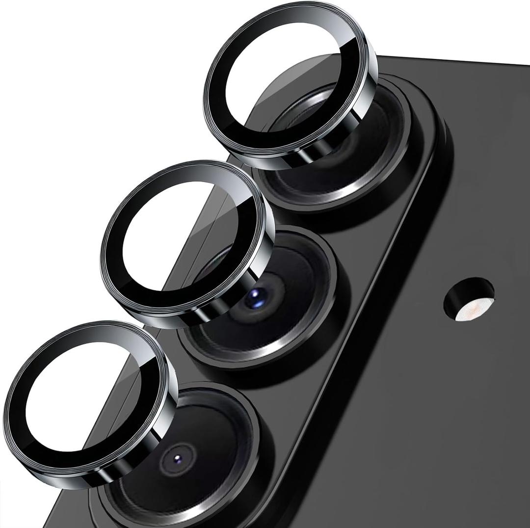 SiHPuoy 2 Sets Camera Lens Protector for Samsung Galaxy S26/S26 Plus, Metal Aluminum CircleTempered Glass Camera Protector, Military Grade ShatterproofCase Friendly, Accessories Lens Protector-Black