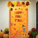 Pasimy Fall Bulletin Board Classroom Decorations with Paper Fans 3D Maple Leaf Scarecrow Autumn Pumpkin Cutouts Fall Autumn Thanksgiving Bulletin Board for Harvest School Classroom Decor