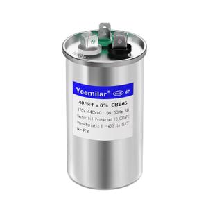 40+5 uF 40/5 MFD 6% 370V/440V CBB65 AC Capacitor, Dual Run Round Capacitor Replacement for HVAC Motor Start, Fan Start, Heat Pump, Condenser Straight Cool