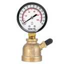 SENCTRL 0-15 Psi Gas Pressure Test Gauge, 2" Dial Size, 3/4" FNPT Connection, Brass Valve, Forged Brass Bell Shape Body Assembly