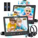 Car DVD Player Dual Screen with Headrest Mount, DESOBRY 10.5" Portable DVD Player for Car with Suction-Type Disc in, Play a Same or Two Different Movies, Support 1080P Video,HDMI Input, USB/SD Reader