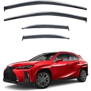 4pcs JDM Vent Window Visors Compatible with 2019-2024 UX200 UX250h,Outside Mount Style Sun Rain Guard,Smoke Tint with Chrome Trim