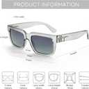 ZENOTTIC Rectangle Sunglasses for Men Women Polarized UV400 Protection Classic Trendy Driving Sun Glasses (C06 Crystal Light Grey Frame Grey Lens)