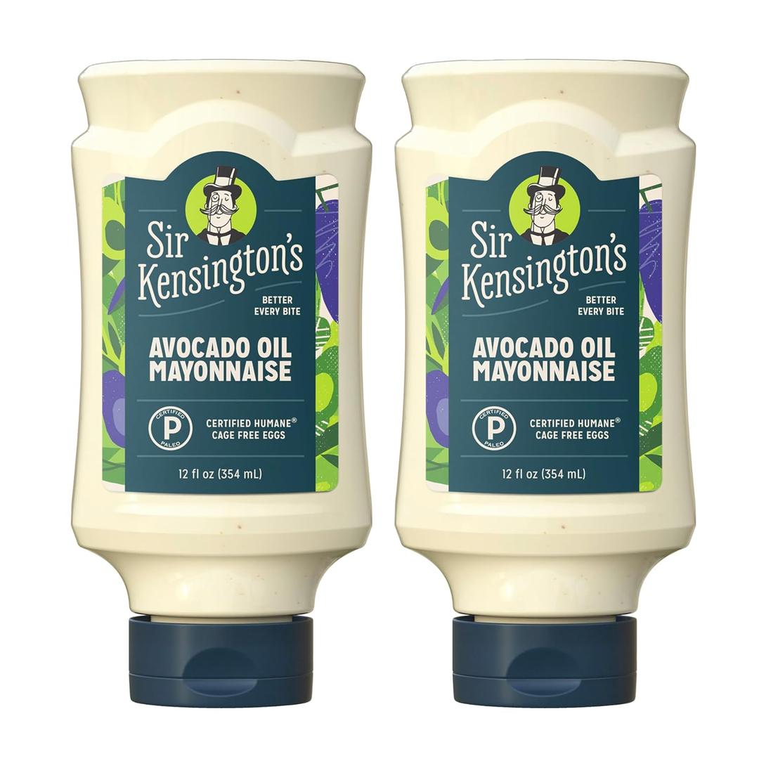 Sir Kensington's Mayonnaise 2 Count Avocado Oil Mayo Keto Diet & Paleo Diet Certified Gluten Free & Non-GMO Project Verified Condiment 12 oz BB 12/2026