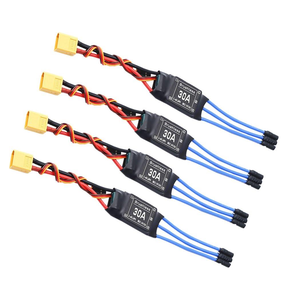 4Pcs 30A Brushless ESC 2-4S Electric Speed Controller 5V 3A BEC with XT60 Plug for RC Drone Airplanes Multi-axis Aircraft Helicopter