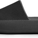 Cloud Slides for Women Pillow Slides Shower Shoes Cloud Recovery Slide Sandals Cushion Thick Sole Pillow Slippers Comfort Indoor and Outdoor Slide (Black)