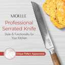 MOELLE Professional 9 Inch Serrated Knife  Kitchen Knife for Chefs/Cooks - Crafted with Damascus Steel Danish Design Ergonomic Teak Wood Handle