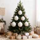 6 Pcs 2.75 Inch Crochet Christmas Ornaments Balls Christmas Knitted Ornaments Neutral Hanging Decoration Handmade Crochet Decoration for Xmas Tree Rustic Neutral Xmas Decor(White)