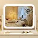FENNIO Vanity Mirror with Lights 17''x13'' Makeup Mirror with Lights,Vanity Mirror Touch Screen with 3-Color Lighting,Dimmable,for Vanity Desk Tabletop White