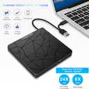 External DVD Drive USB 3.0 USB-C CD Burner CD/DVD Player Optical Drive, Portable CD DVD Disc Copier for Laptops and PC Compatible with Windows 7/8/10/11, Linux, and Mac OS