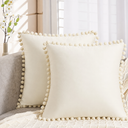 Topfinel Set of 2 Soft Velvet Square Cushion Covers for Living Room, 40 x 40 cm, Beige 