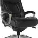 Serta Lautner Executive Home Office Desk Chair, Ergonomic High-Back with Adjustable Lumbar & Body Pillows, SmartLayers and ComfortCoils Technology, Mesh and Bonded Leather, Black/ Gray