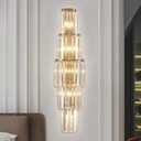 29.5 inch Modern Wall Sconce Contemporary Crystal Wall Sconce 5-Light Gold Bathroom Light Fixtures for Bedroom Hallway Living Room