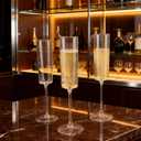 Ciaell 24 Pack Plastic Champagne Flutes - Clear 6 Oz Disposable Champagne Glasses - Square Plastic Toasting Glasses for Party Birthday Anniversary Wedding