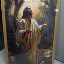 Framed Christian Jesus Canvas Wall Art, Jesus Praying Wall Decor Paintings, God Light Pictures Prints Religious Home Decor for Living Room Bedroom Church Prayer Room 16x24 inch