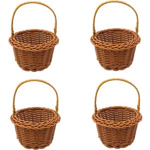 4 Sturdy Miniature Woven Baskets Elegant Rattan Basket Handwoven Baskets for Flower Girls Ceremony Accessory Gift Basket