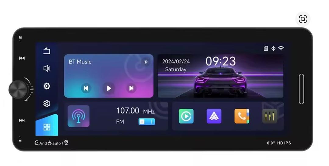 LeeKooLuu 6.9" Screen Wireless CarPlay Portable Smart Car Multimedia Player Android Auto Bluetooth Music AirPlay FM Transfer 