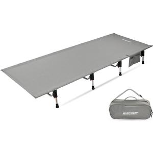 MARCHWAY Lightweight Folding Tent Camping Cot Bed with Lever Lock, Easy Setup Portable Compact for Outdoor Travel, Hunting, Hiking, Motorcycling, Support 330Lbs (Grey)