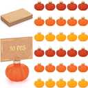 30 Set Thanksgiving Table Decor Pumpkin Place Holders with Gold Foil Greeting Cards Pumpkin Place Name Card Holder Table Setting Decor for Thanksgiving Fall Wedding Party (Orange)